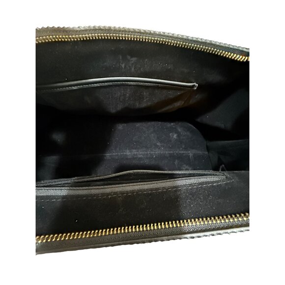 Coach Inspired Black Leather‎ Handbag With Detachable Strap & Gold Hardware